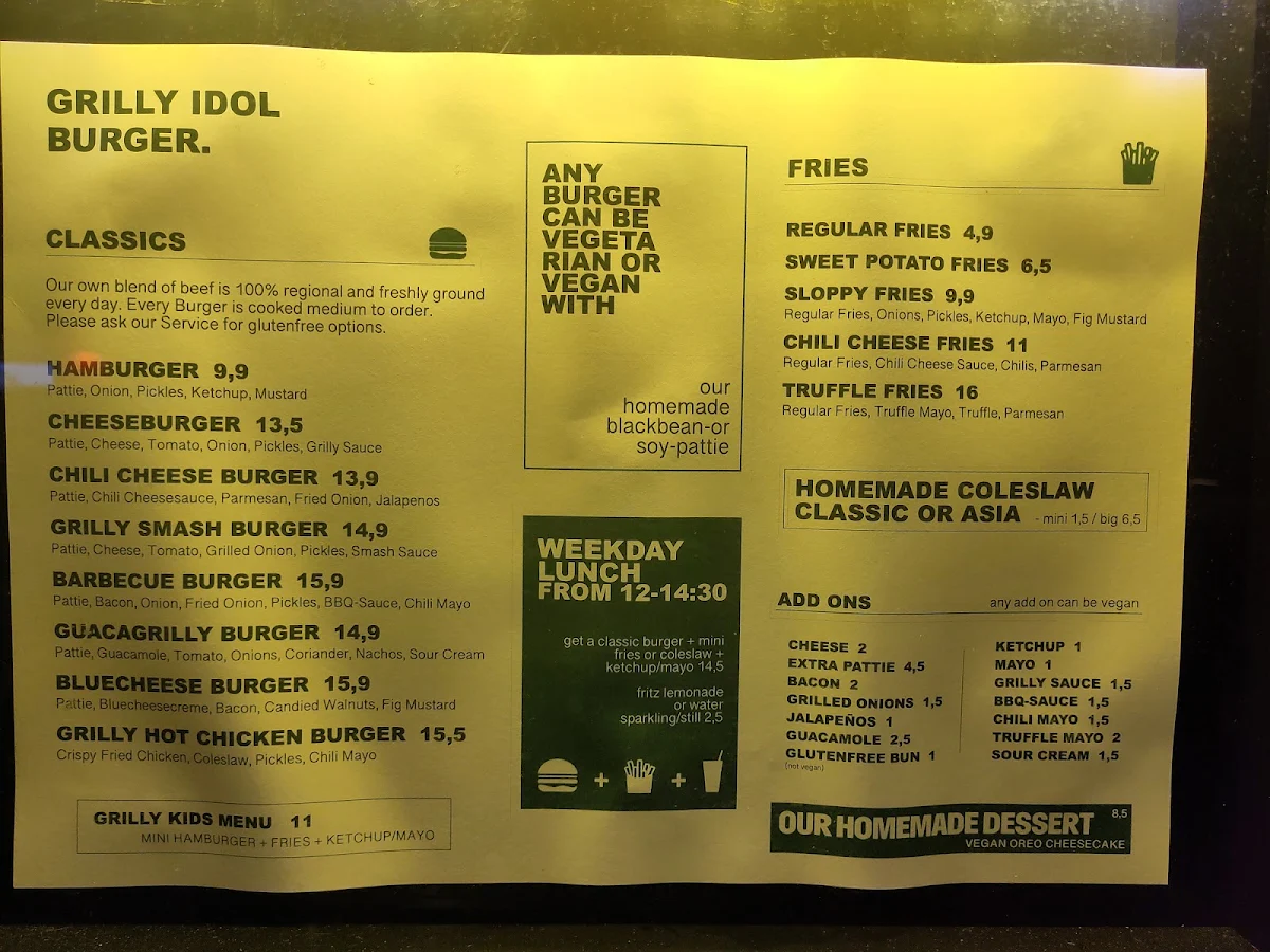Speisekarte, Grilly Idol