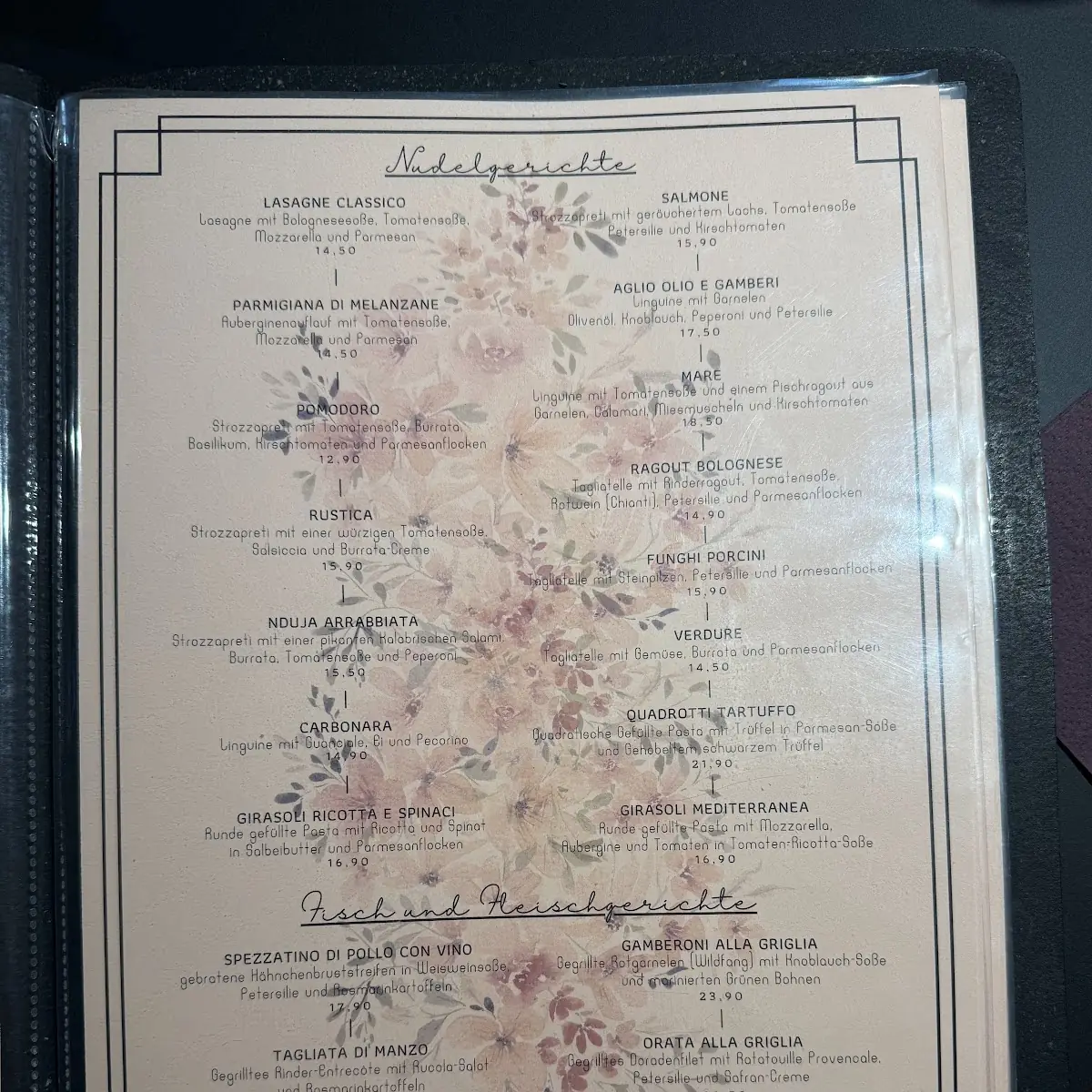 Speisekarte, Ristorante Cervo