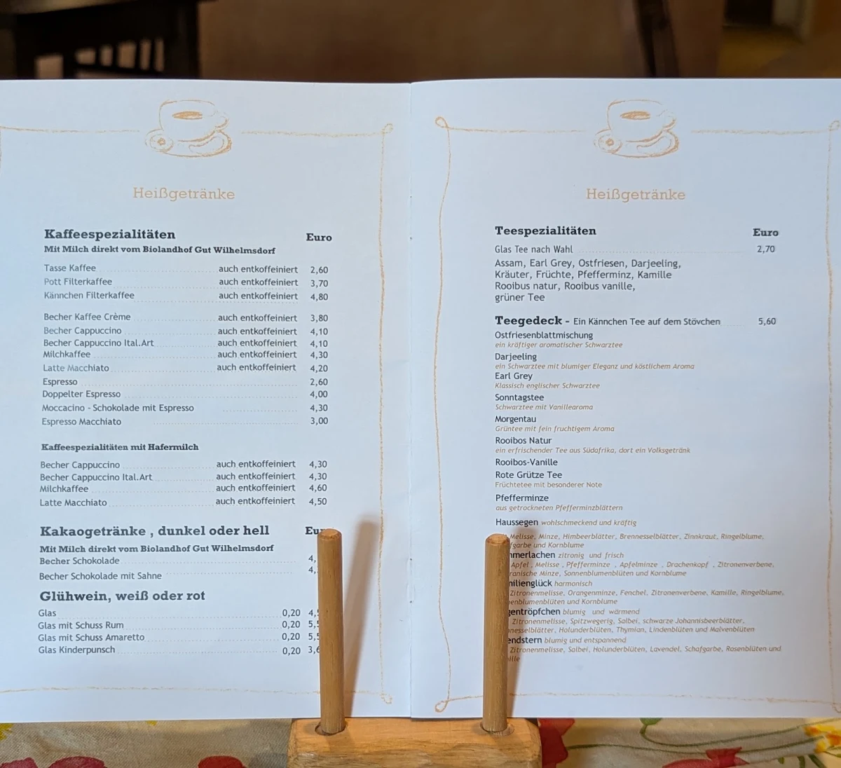 Speisekarte, Hofcafe zur Müdehorst