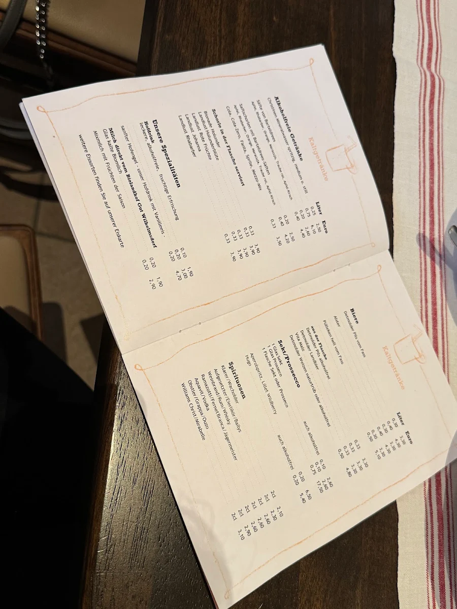 Speisekarte, Hofcafe zur Müdehorst