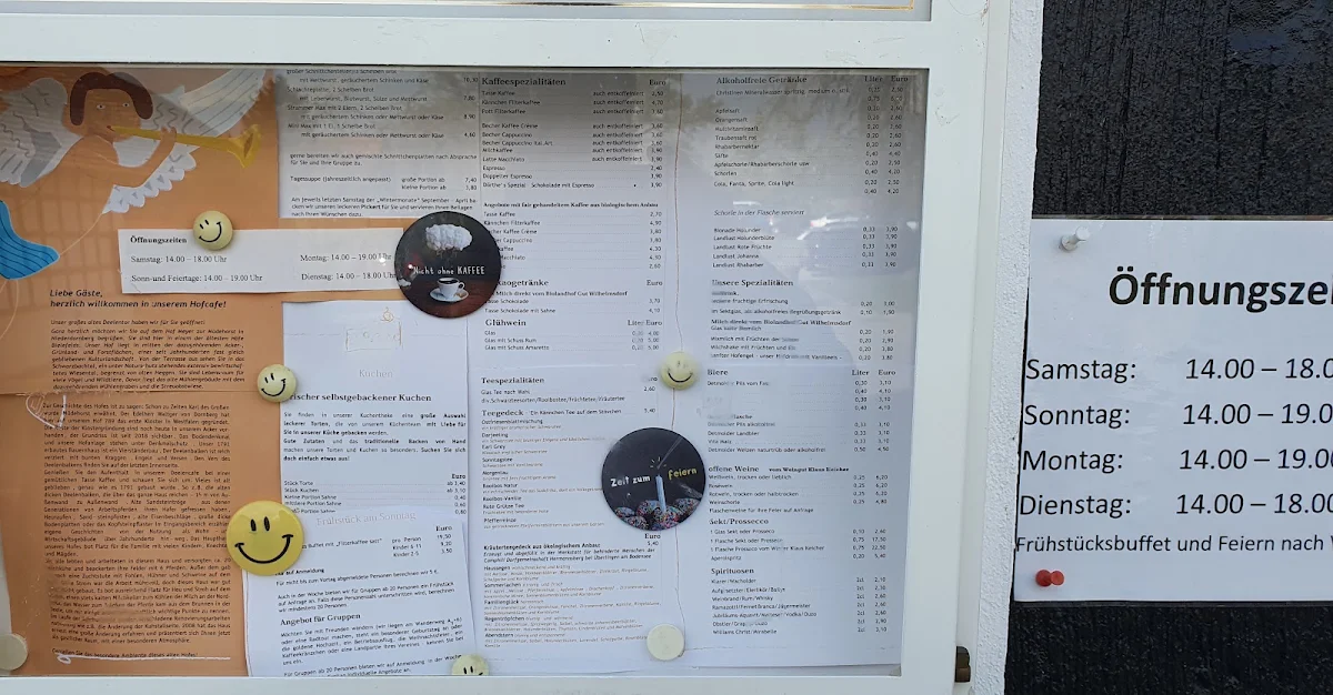 Speisekarte, Hofcafe zur Müdehorst