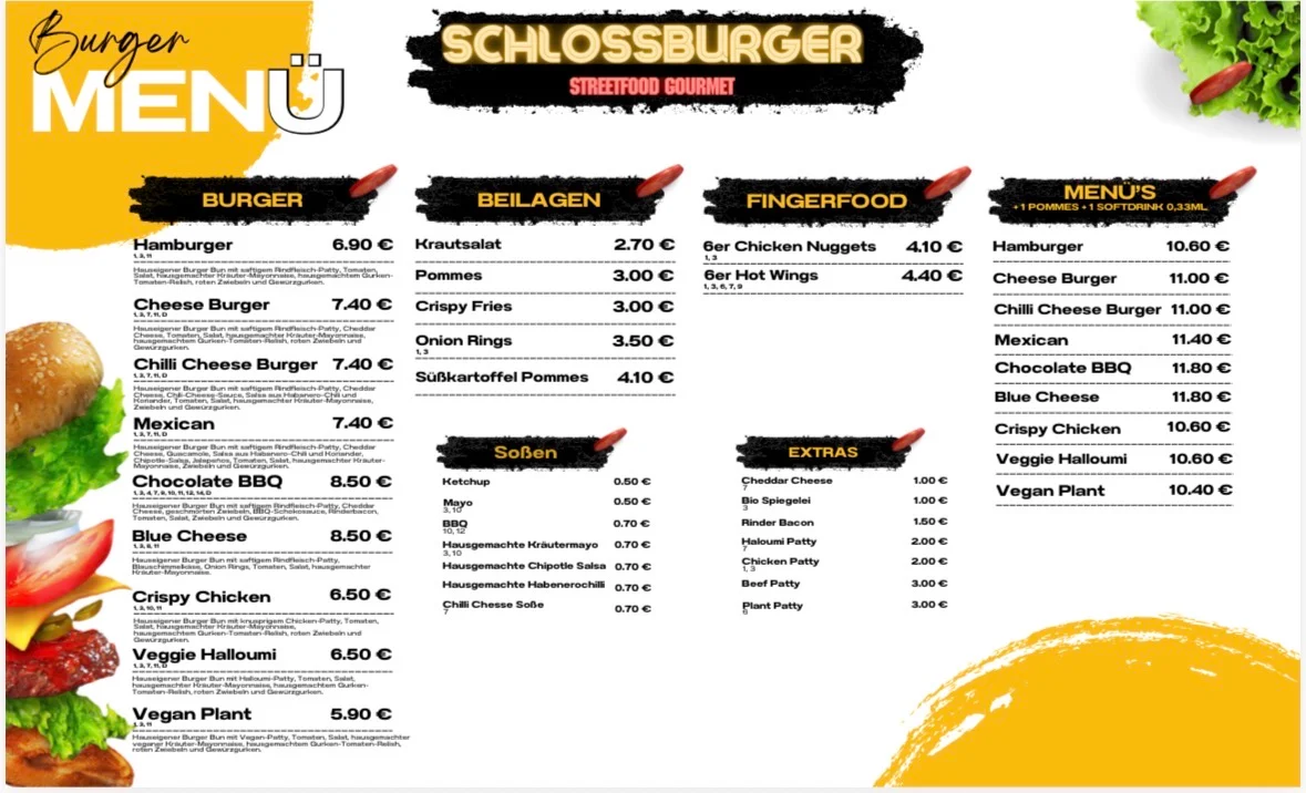 Speisekarte, Schlossburger