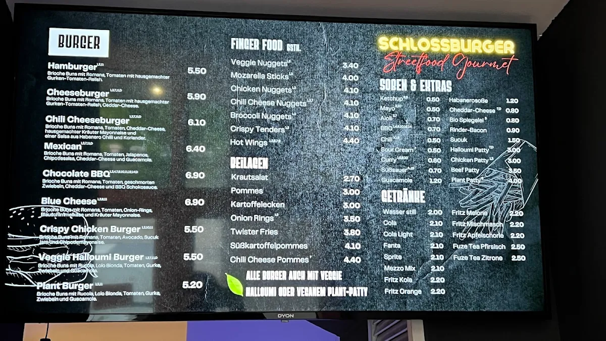 Speisekarte, Schlossburger