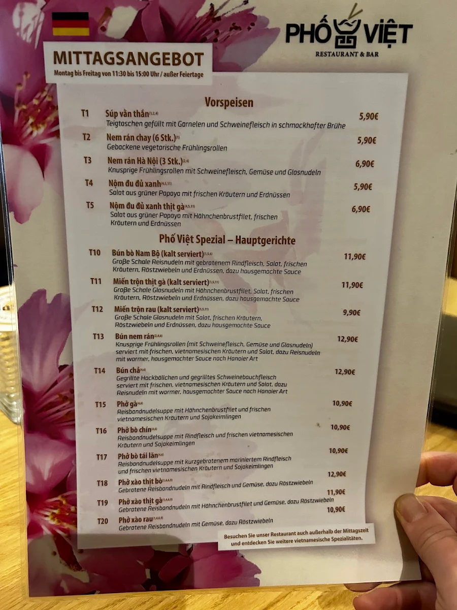 Speisekarte, "Phố Việt" Restaurant & Bar