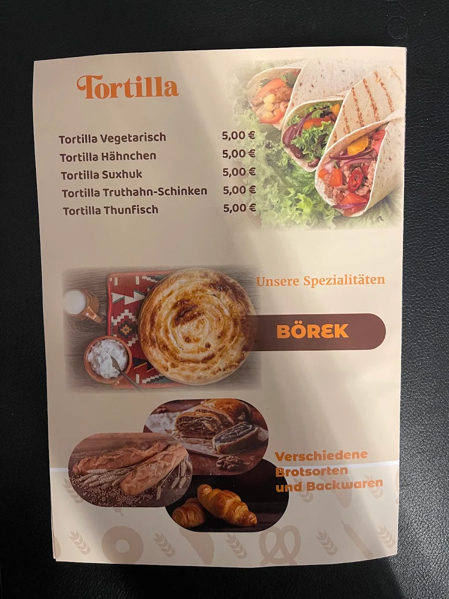 Speisekarte, Balkan Bäckerei BB
