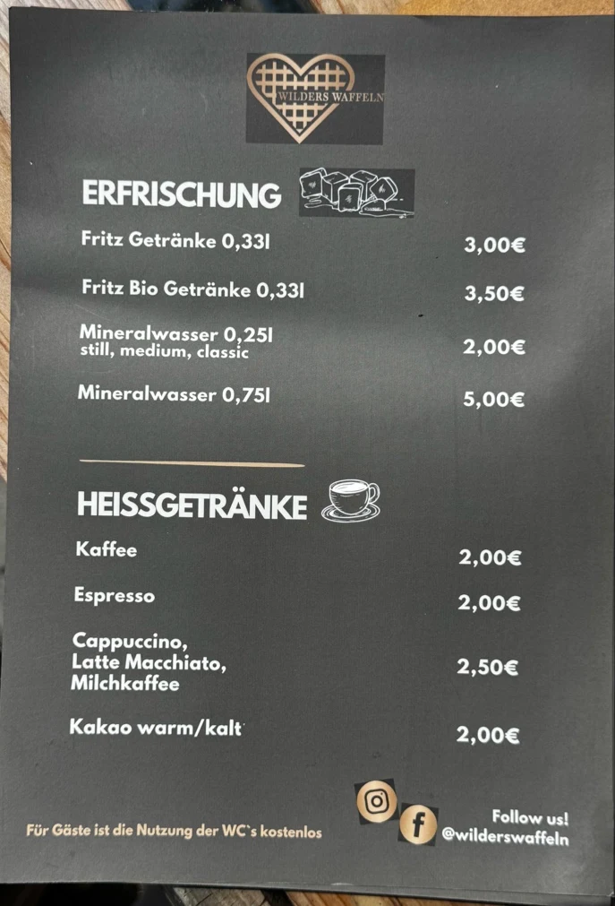 Speisekarte, Wilders Waffeln