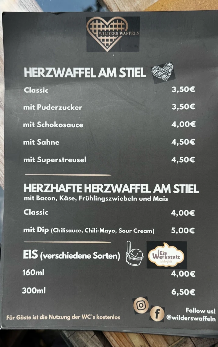Speisekarte, Wilders Waffeln