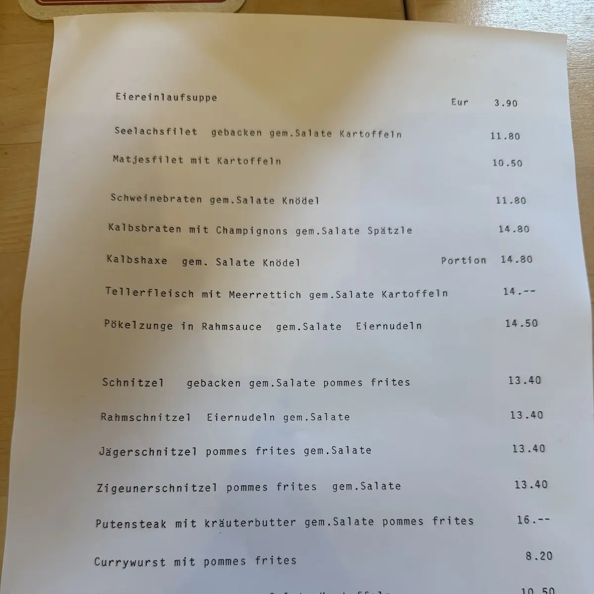 Speisekarte photo 1