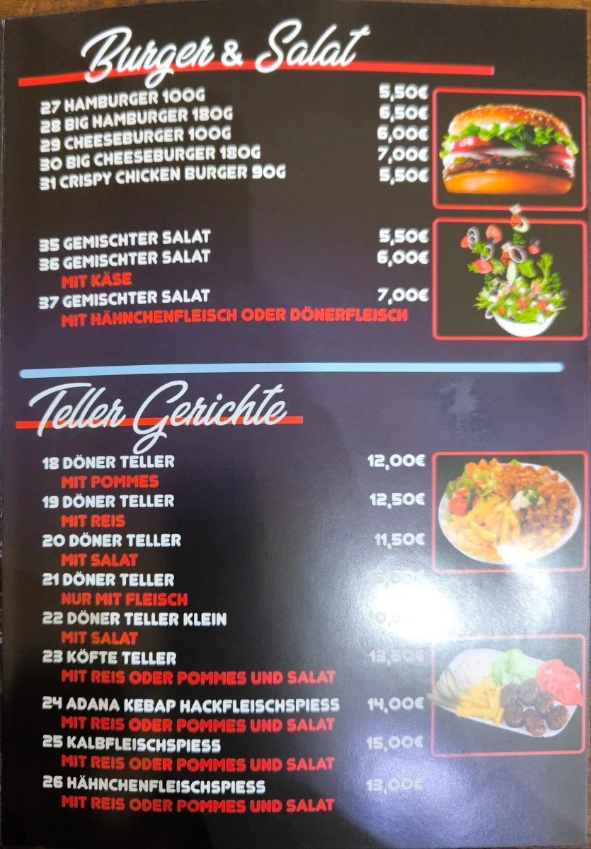 Speisekarte, Neco's Grillhaus