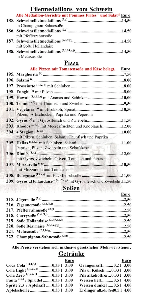 Speisekarte, Dimi's Grill II