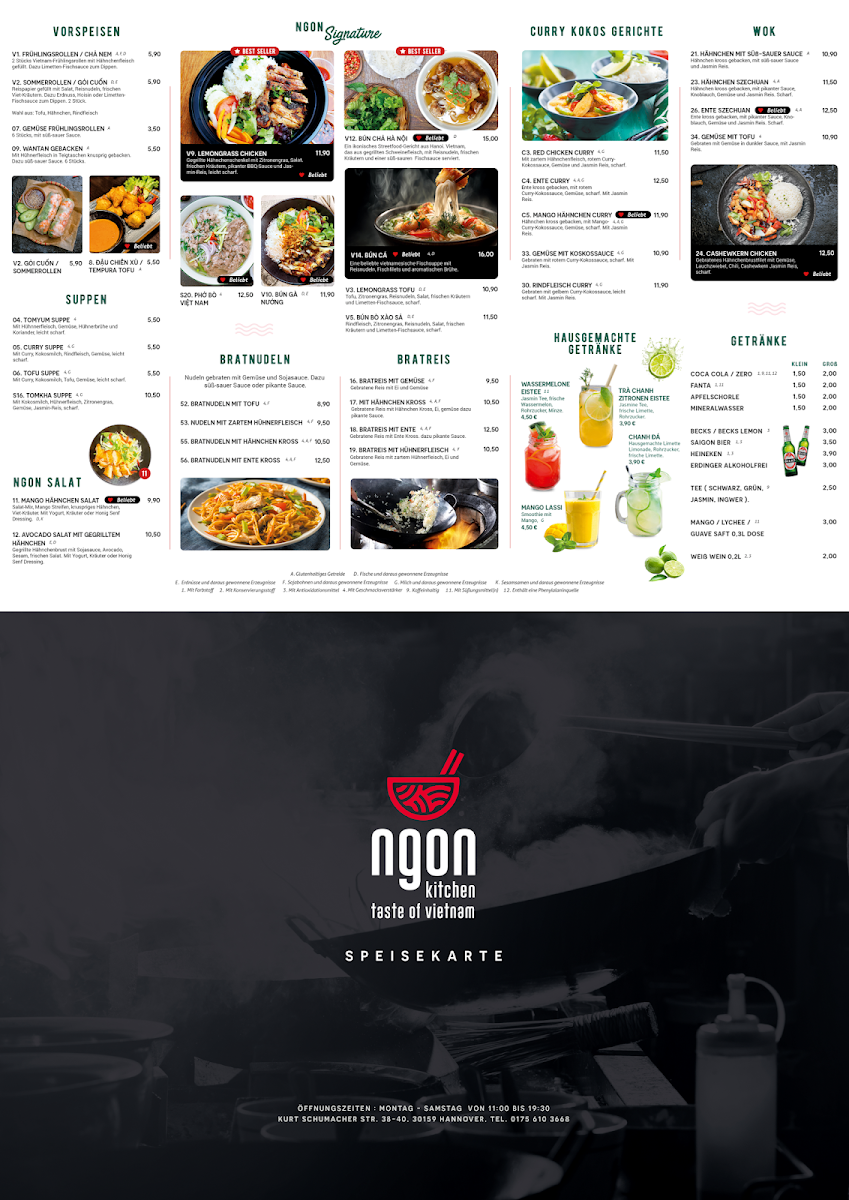 Speisekarte, Ngon Kitchen