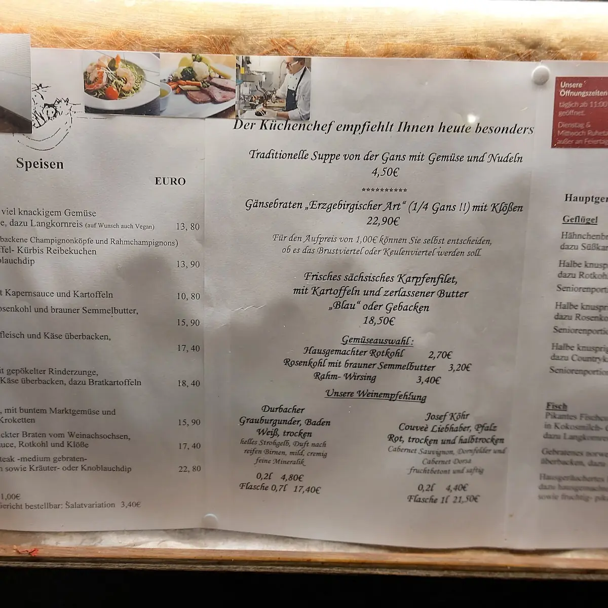 Speisekarte, Schwalbennest Niederwiesa