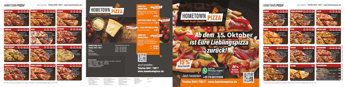 Speisekarte, Hometown Pizza Oldenburg (Pizza , Burger und Baguette)