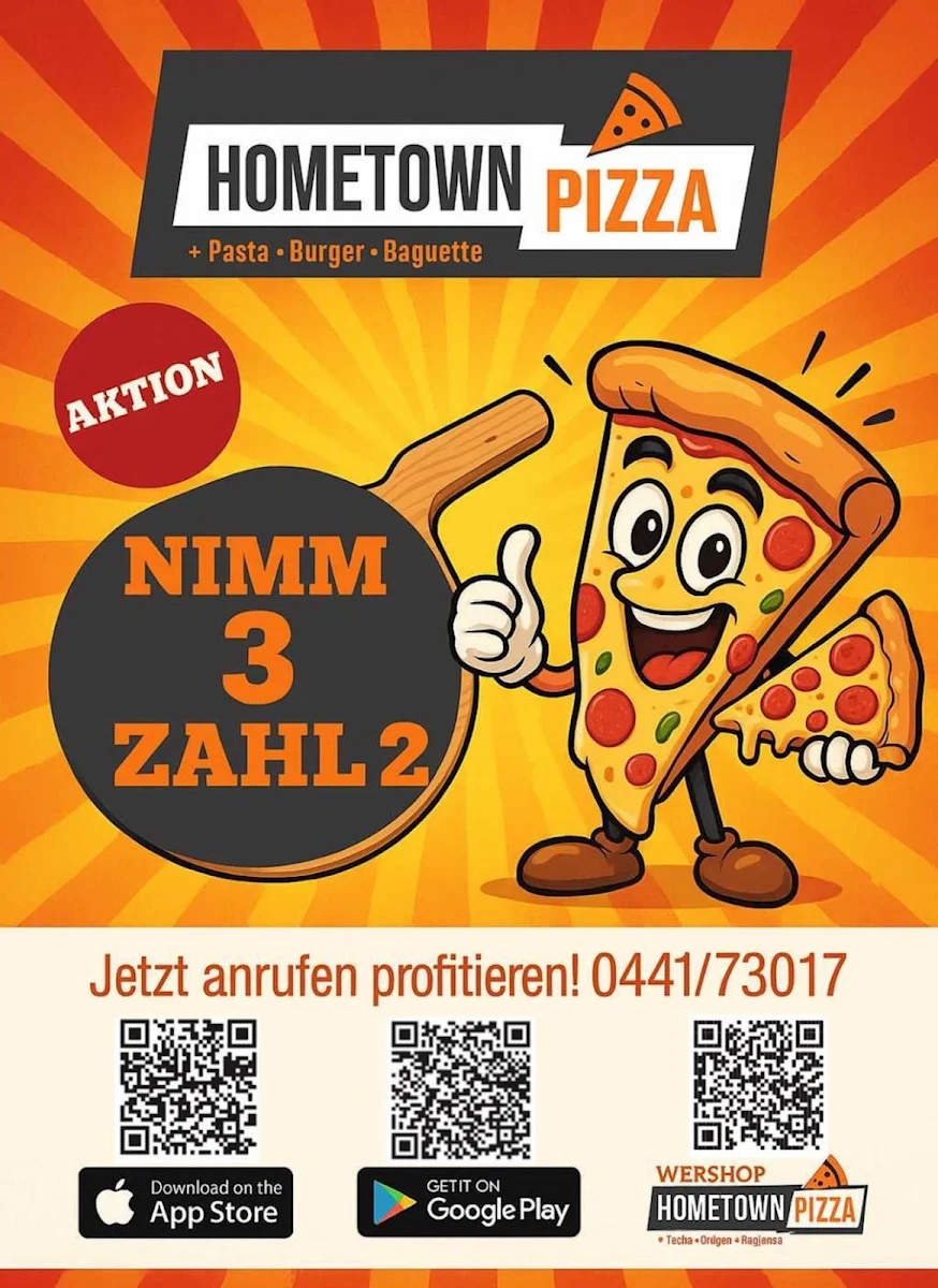 Speisekarte, Hometown Pizza Oldenburg (Pizza , Burger und Baguette)
