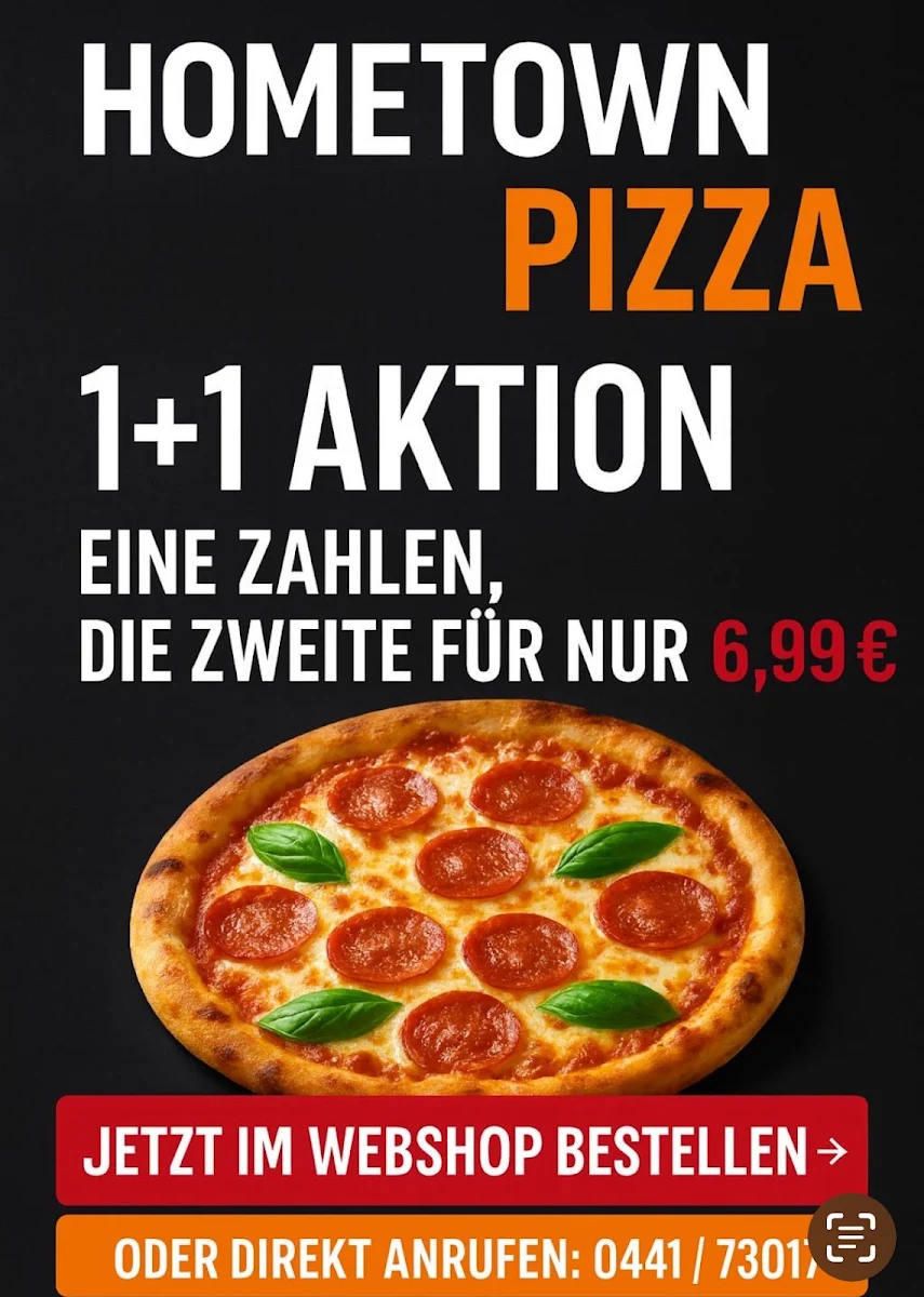 Speisekarte, Hometown Pizza Oldenburg (Pizza , Burger und Baguette)