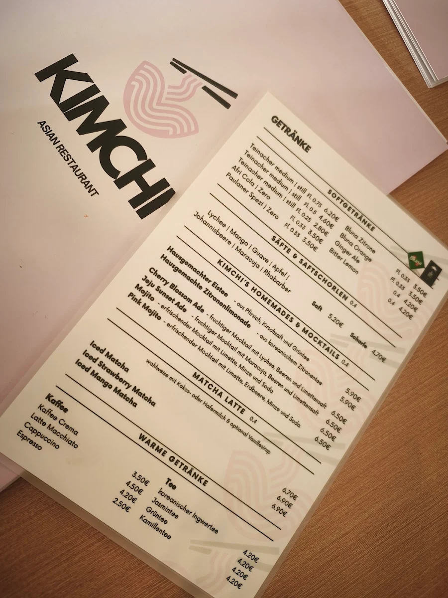 Speisekarte, KIMCHI Heilbronn-Frankenbach