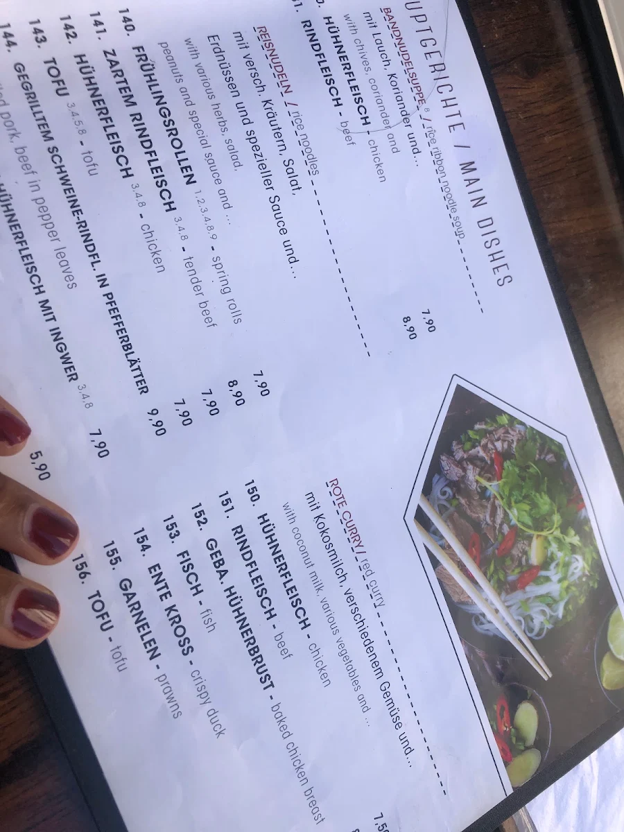Speisekarte, Sy Restaurant Spandau
