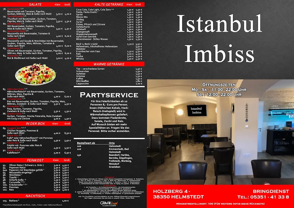 Speisekarte, Istanbul Imbiss Helmstedt