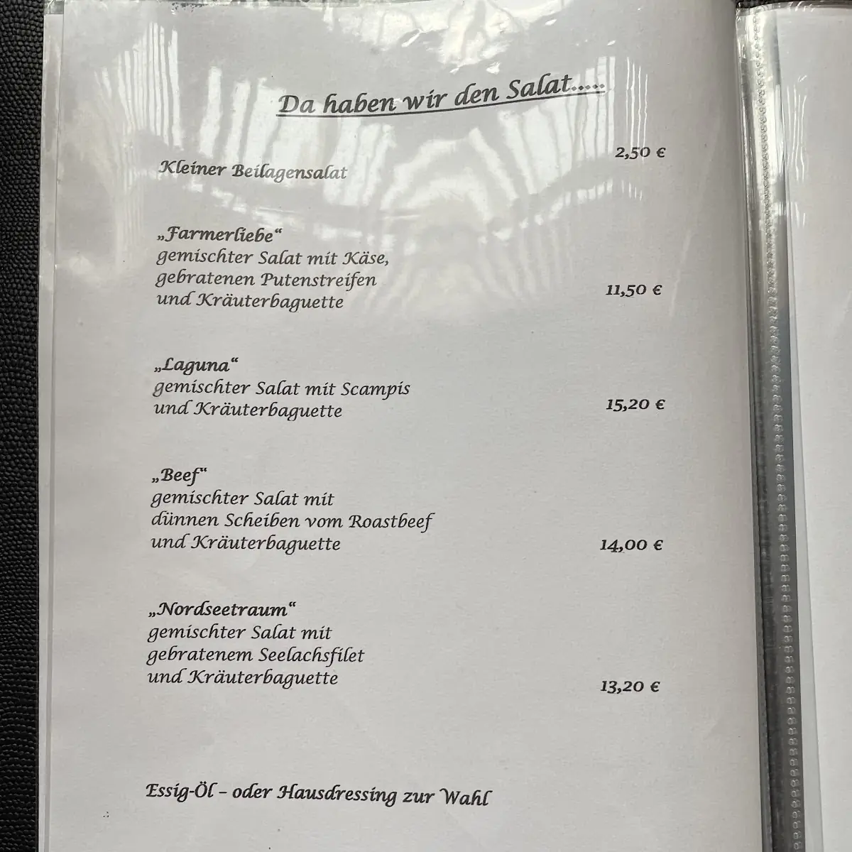 Speisekarte, Gila's Gute Stube