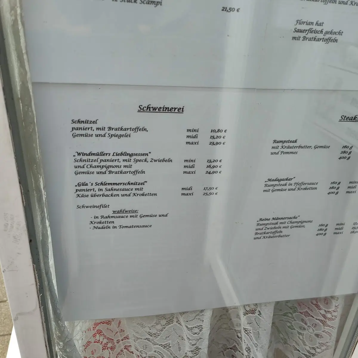 Speisekarte, Gila's Gute Stube