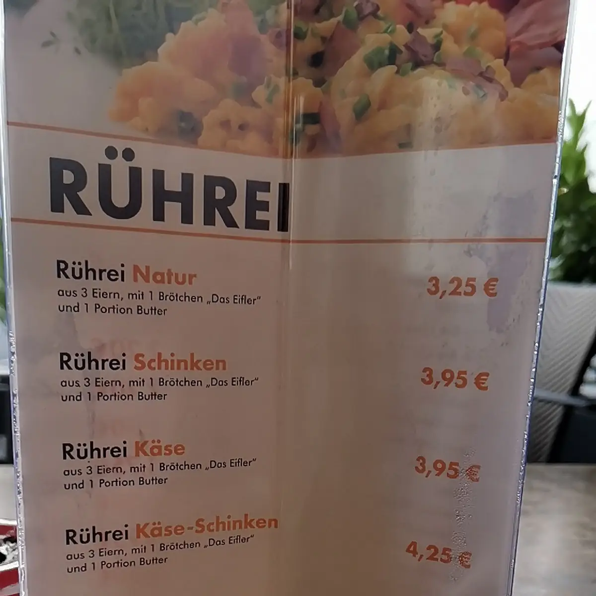 Speisekarte, Der Bäcker Eifler