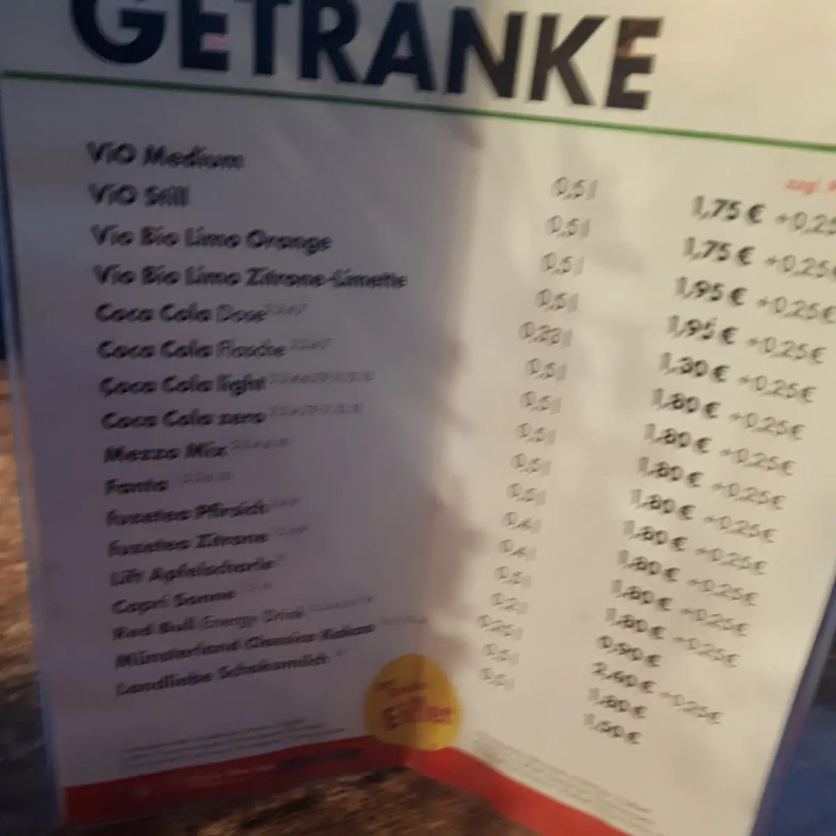 Speisekarte, Der Bäcker Eifler