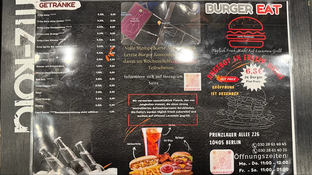 Speisekarte, Burger EAT