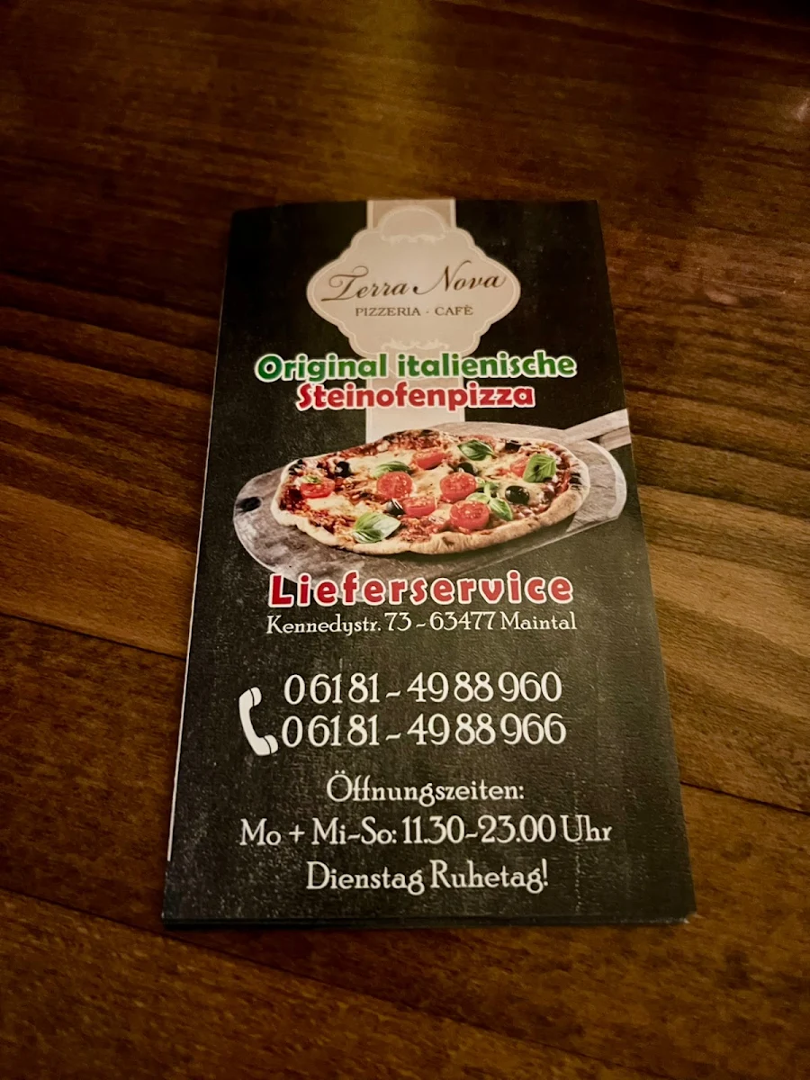 Speisekarte, Pizzeria Terra Nova
