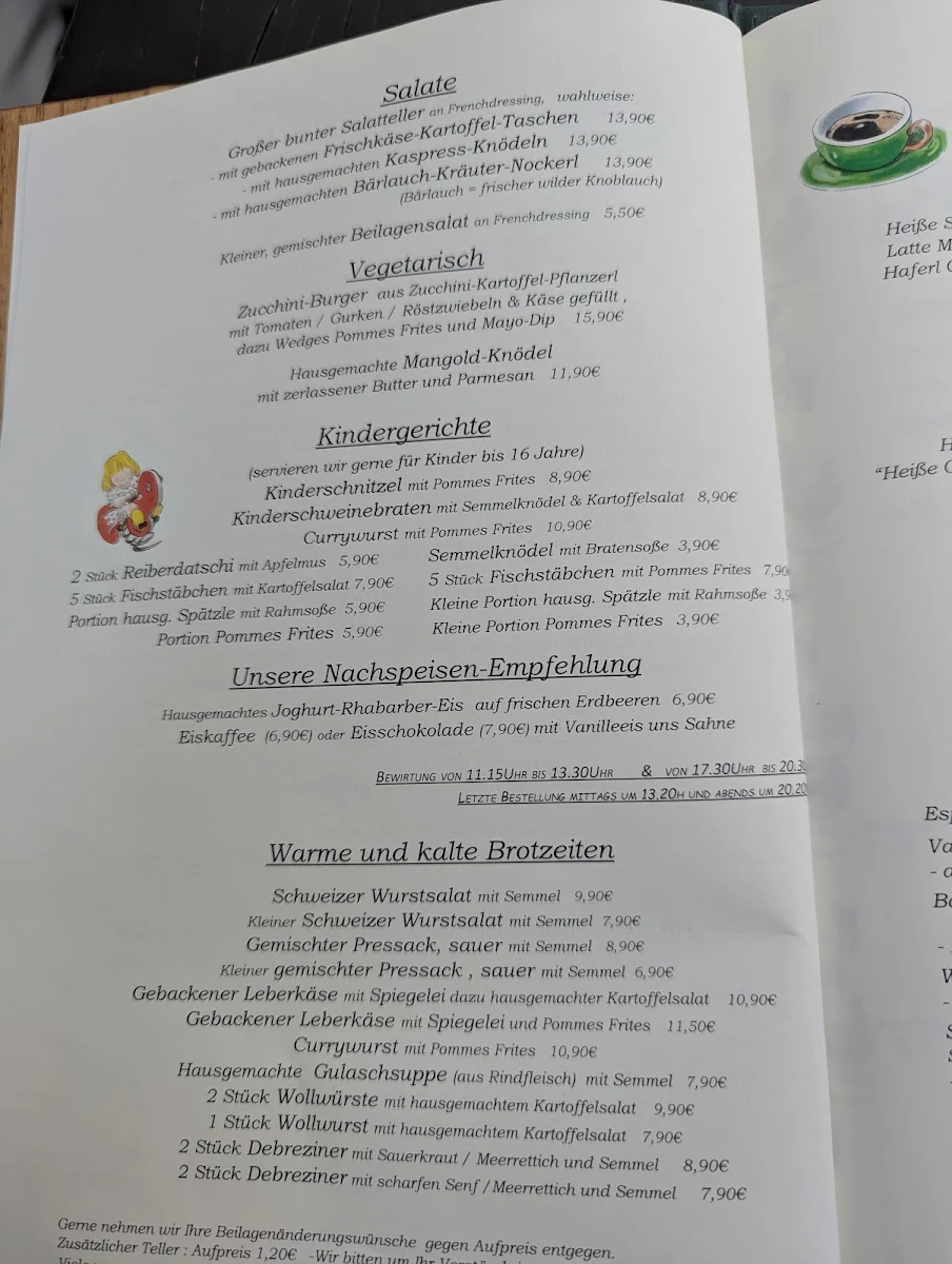 Speisekarte, Gasthaus Huberwirt Ignaz Lechner