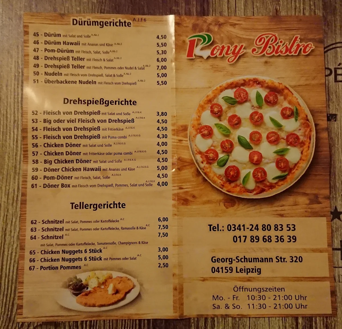 Speisekarte, Rony Bistro