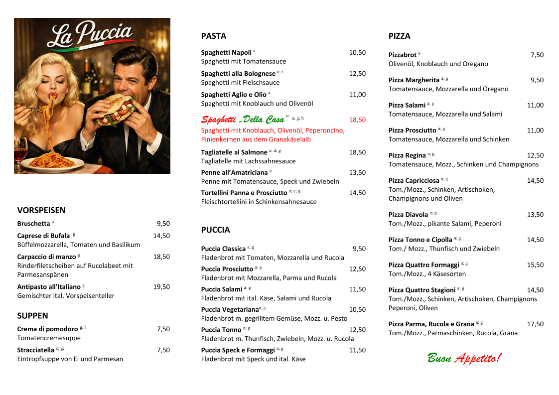 Speisekarte, Bar l'Aperitivo