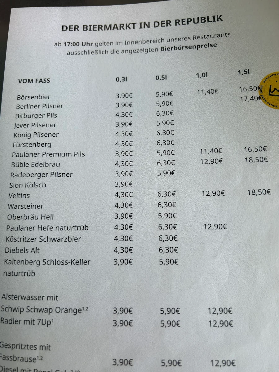 Speisekarte, Berliner Republik