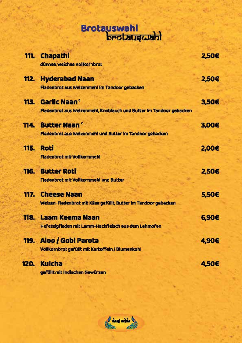 Speisekarte, Desi Adda