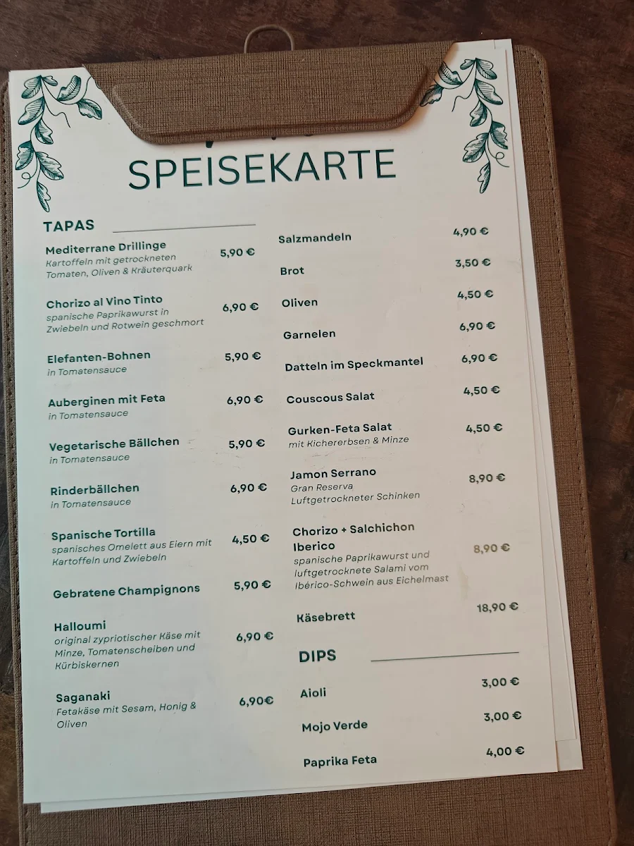 Speisekarte, Patio - Café, Tapas & Wein Bar