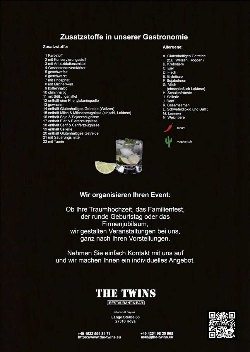 Speisekarte, THE TWINS