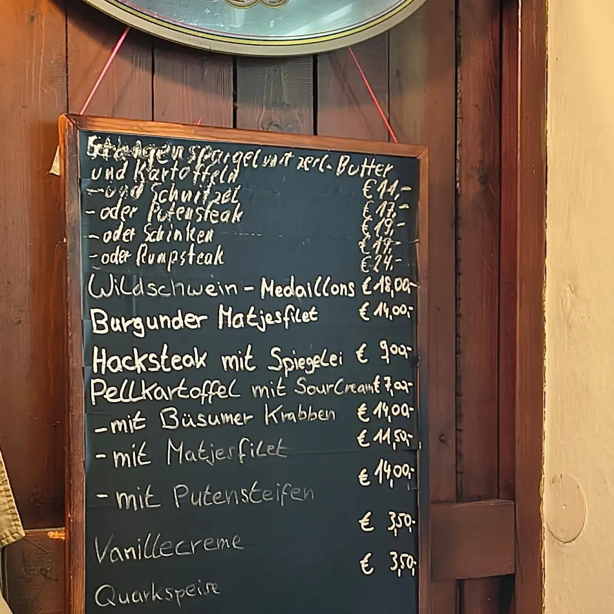 Speisekarte, Altstädter Stube Willig