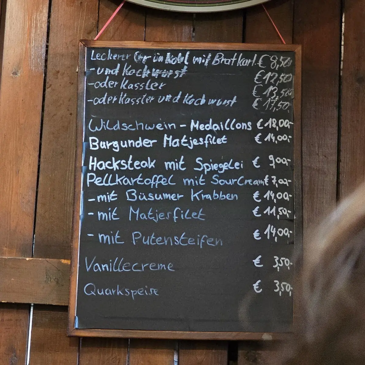 Speisekarte, Altstädter Stube Willig