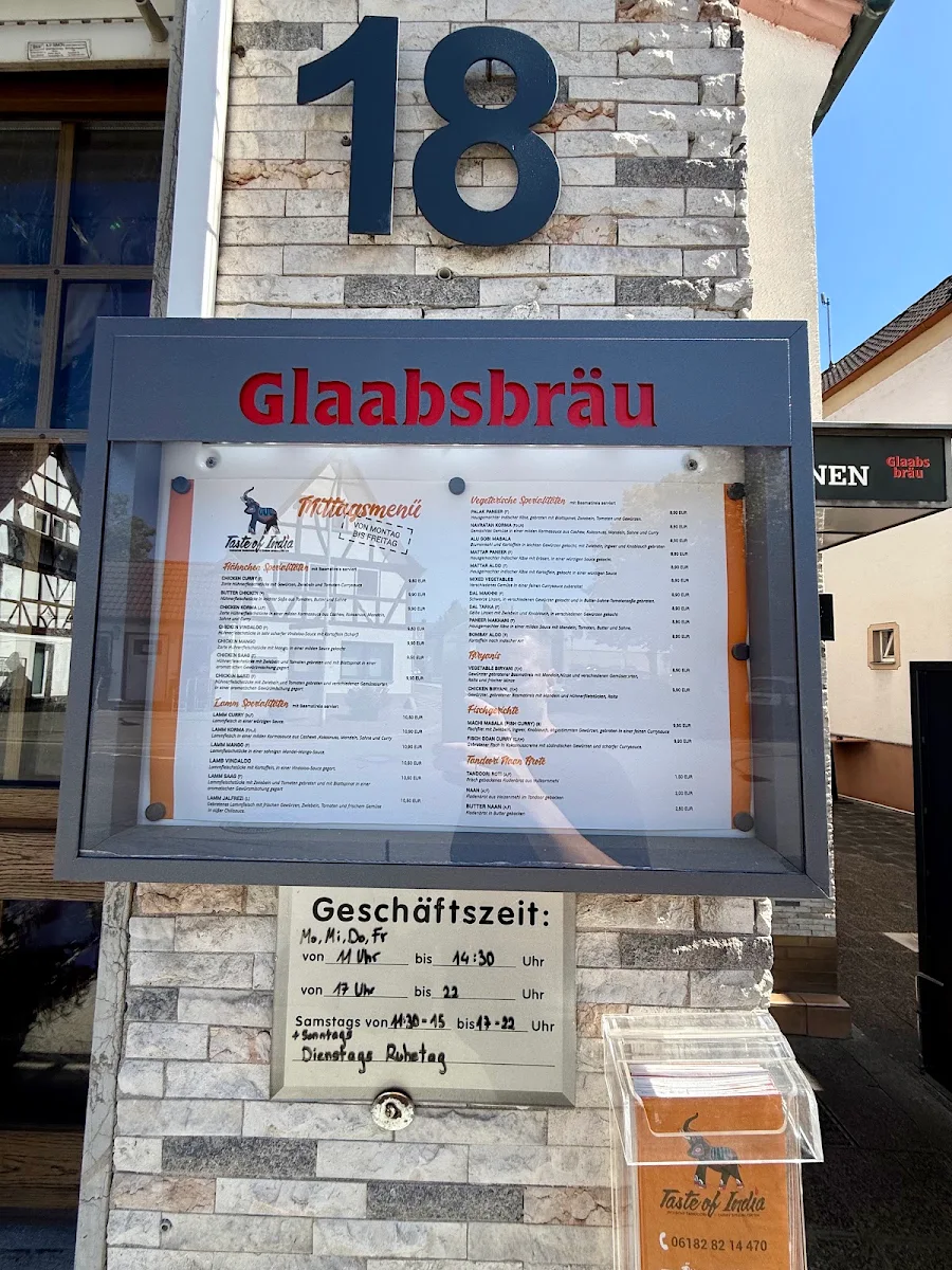 Speisekarte, Taste of India Mainhausen