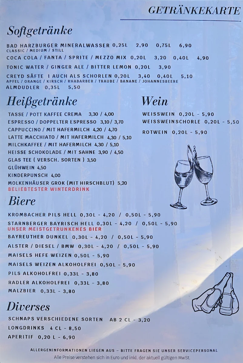 Speisekarte, Molkenhaus Bad Harzburg