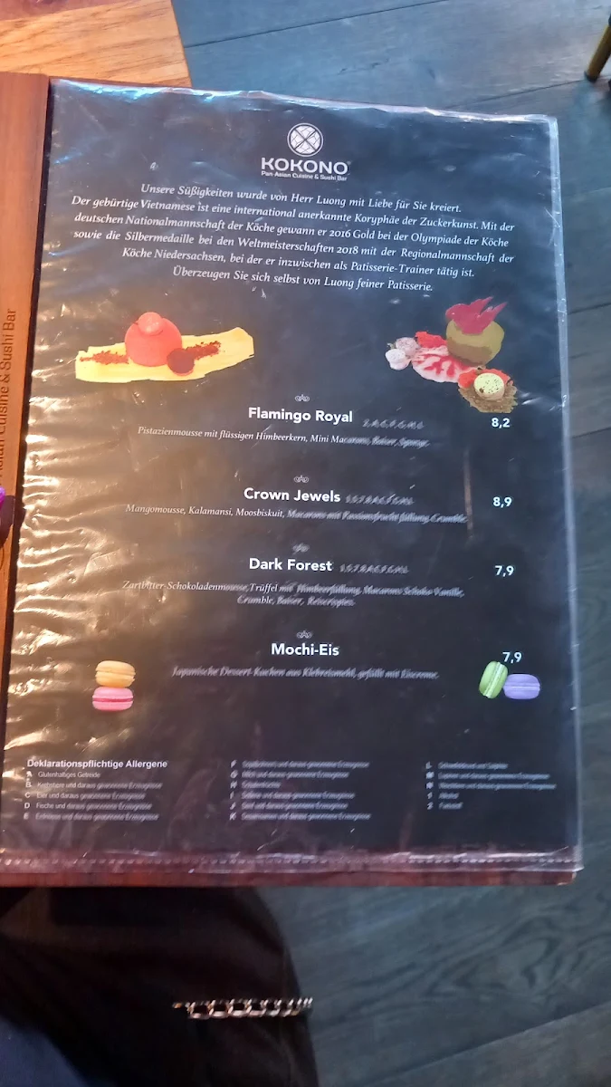 Speisekarte, Kokono Neu Ulm