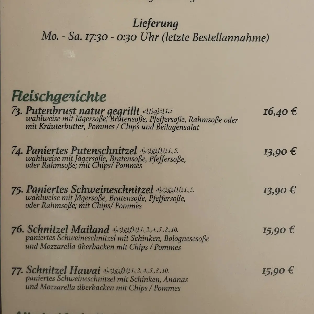 Speisekarte photo 1
