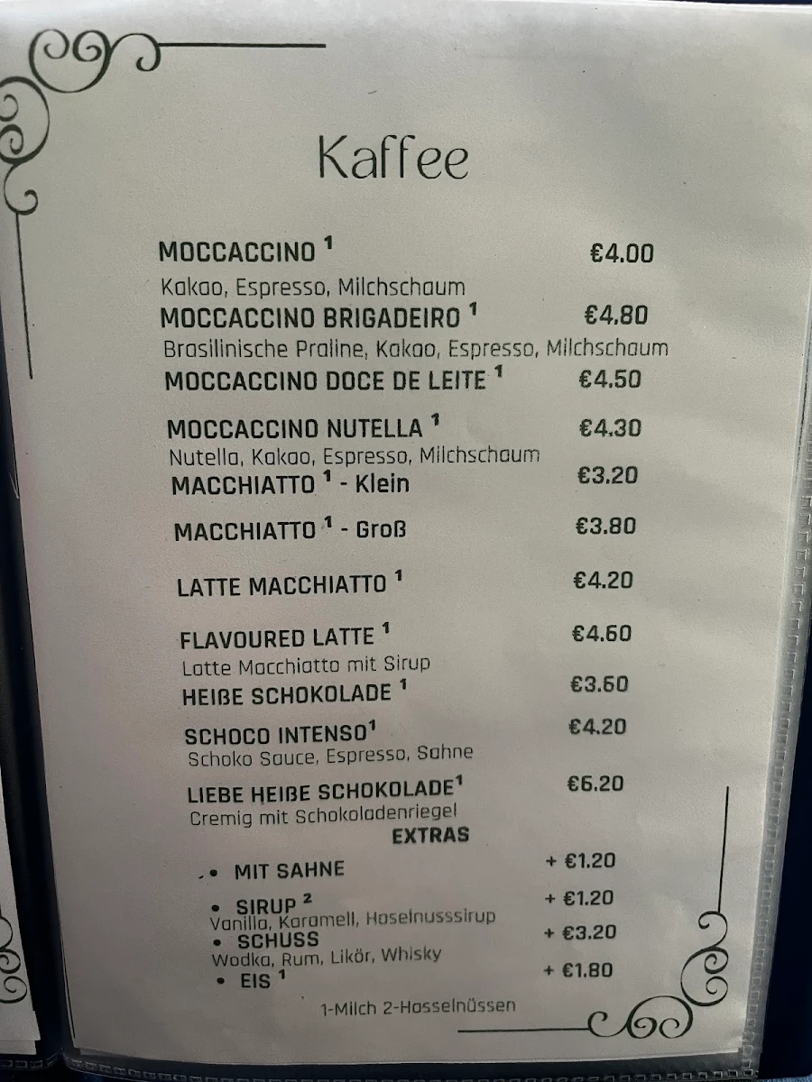 Speisekarte, Liebe Café-Bistrô