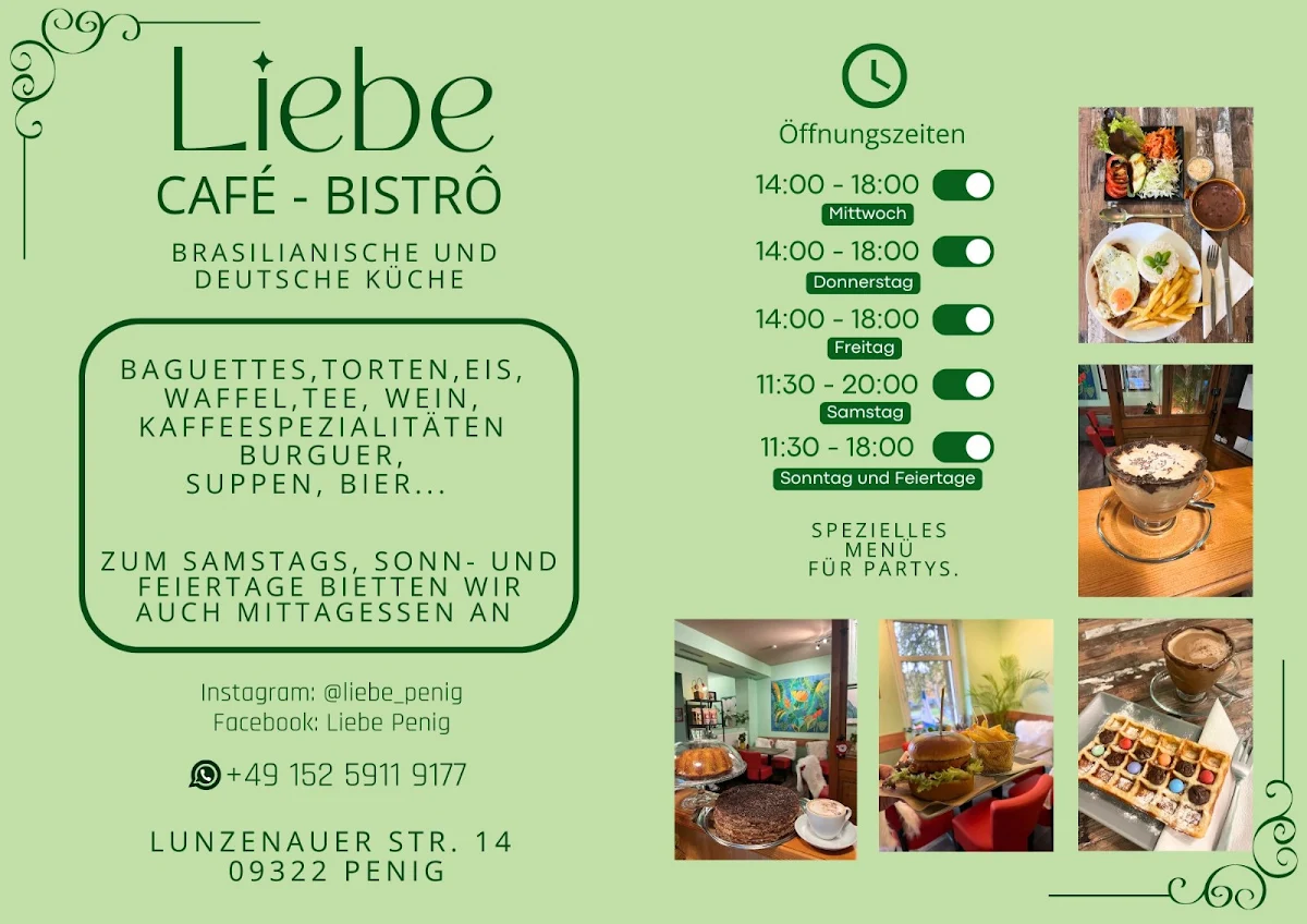 Speisekarte, Liebe Café-Bistrô