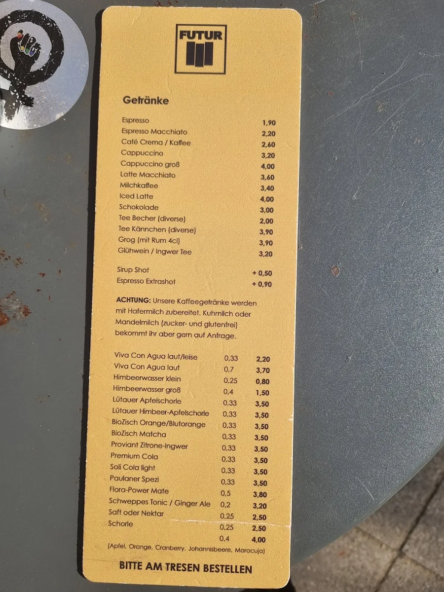 Speisekarte, Futur III
