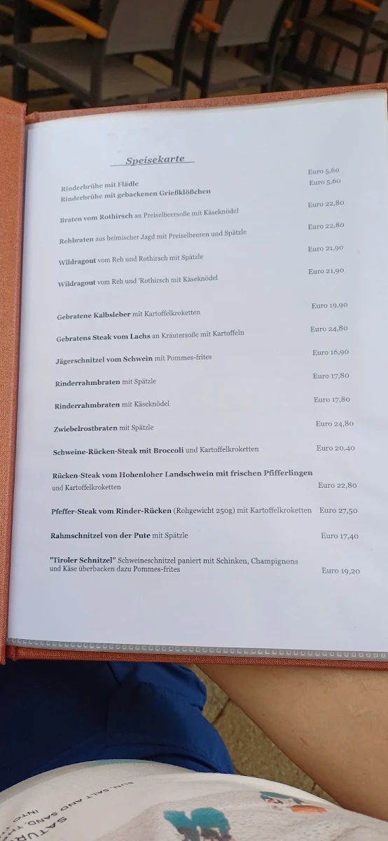Speisekarte, Gasthof zum Bären