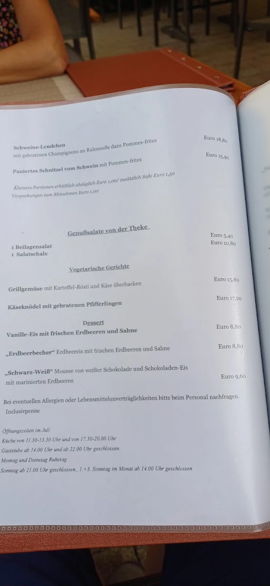 Speisekarte, Gasthof zum Bären