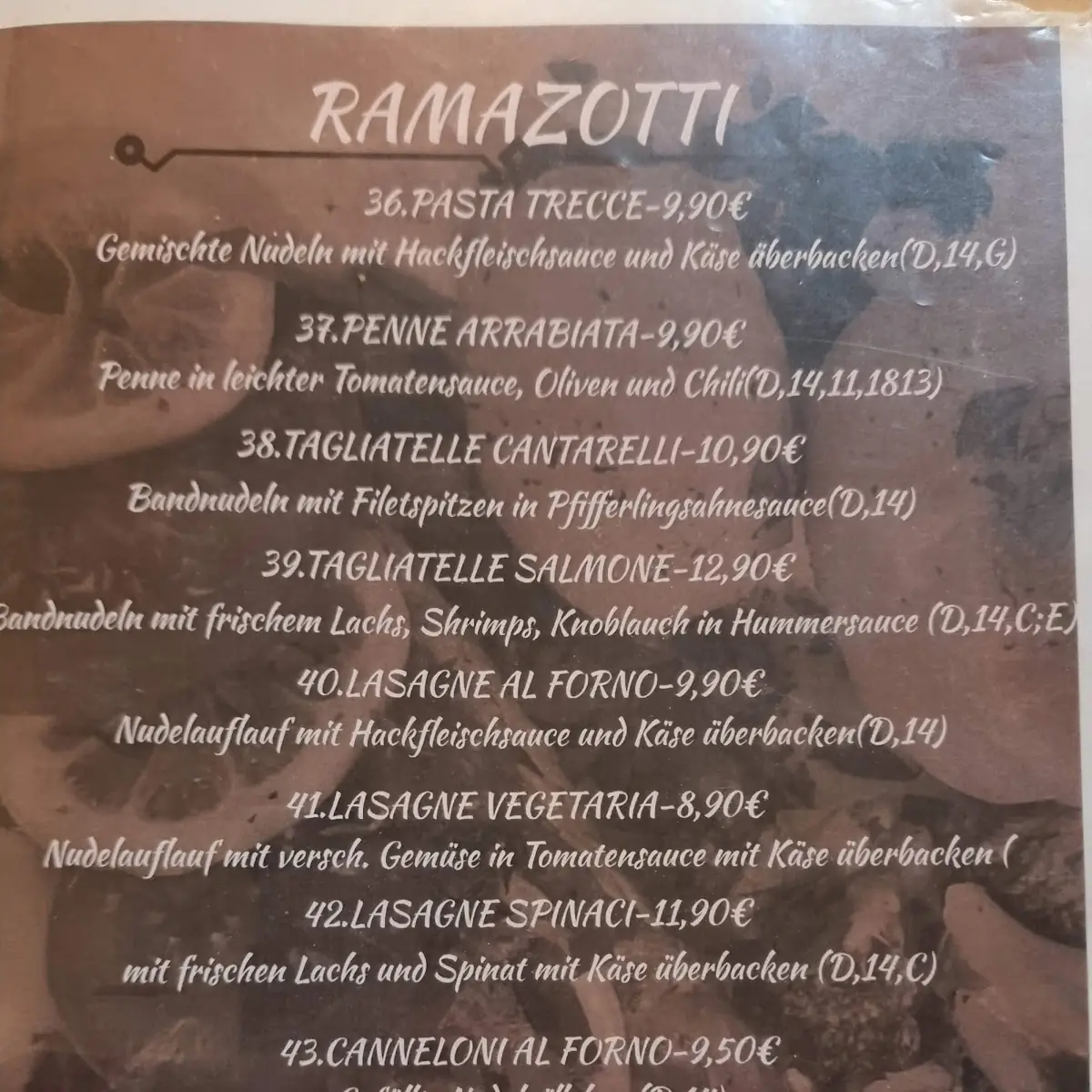 Speisekarte, Ramazotti