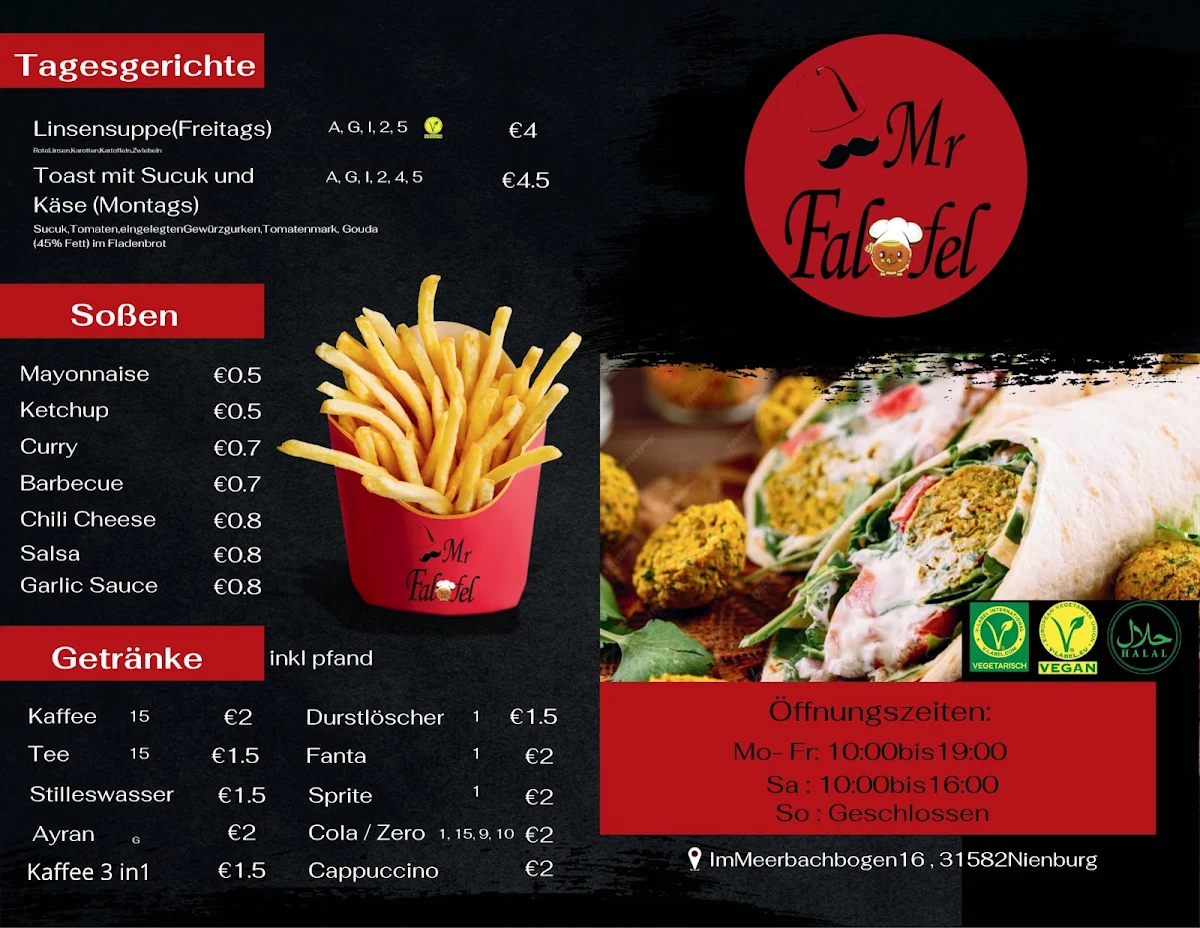 Speisekarte, Mr.Falafel