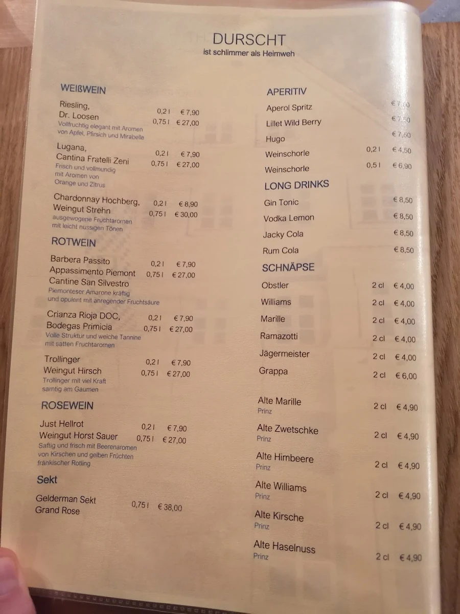 Speisekarte, Freisinger Augustiner