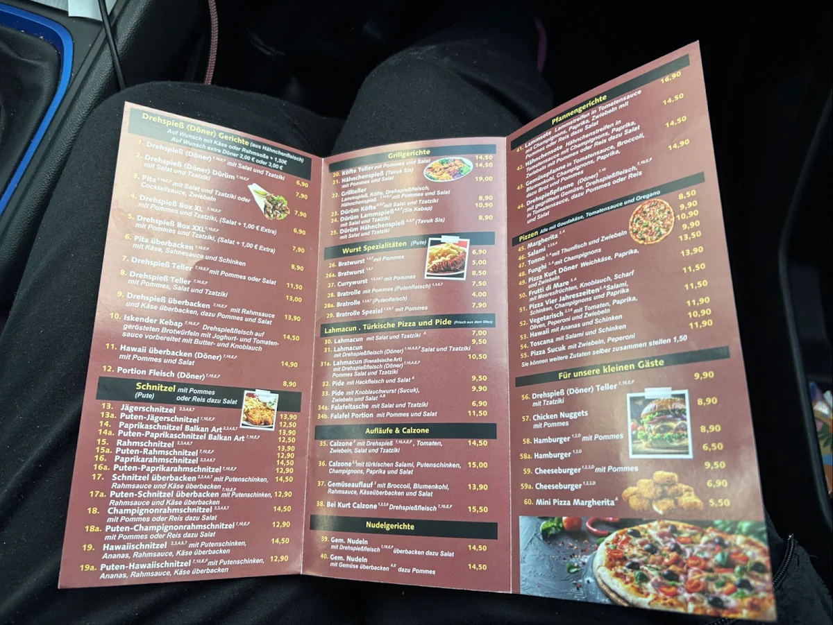 Speisekarte, Bei Kurt Kebaphaus